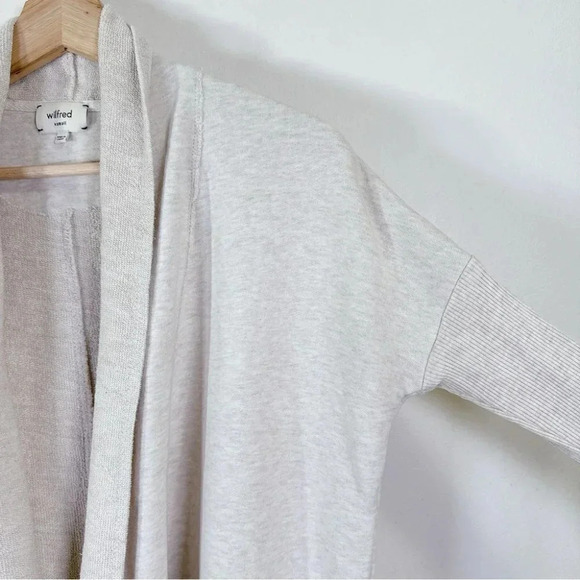 Aritzia Wilfred Open Drape Slit Hem Heathered Birch Cardigan - Picture 4 of 14